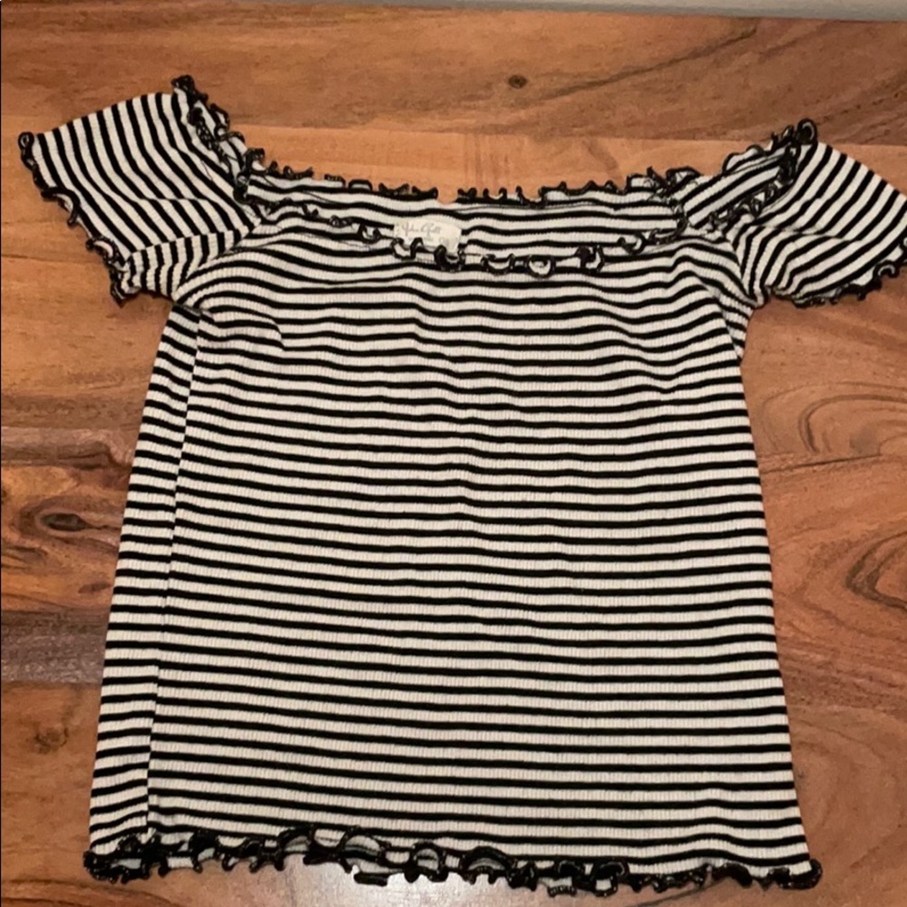 Striped off the shoulder crop top